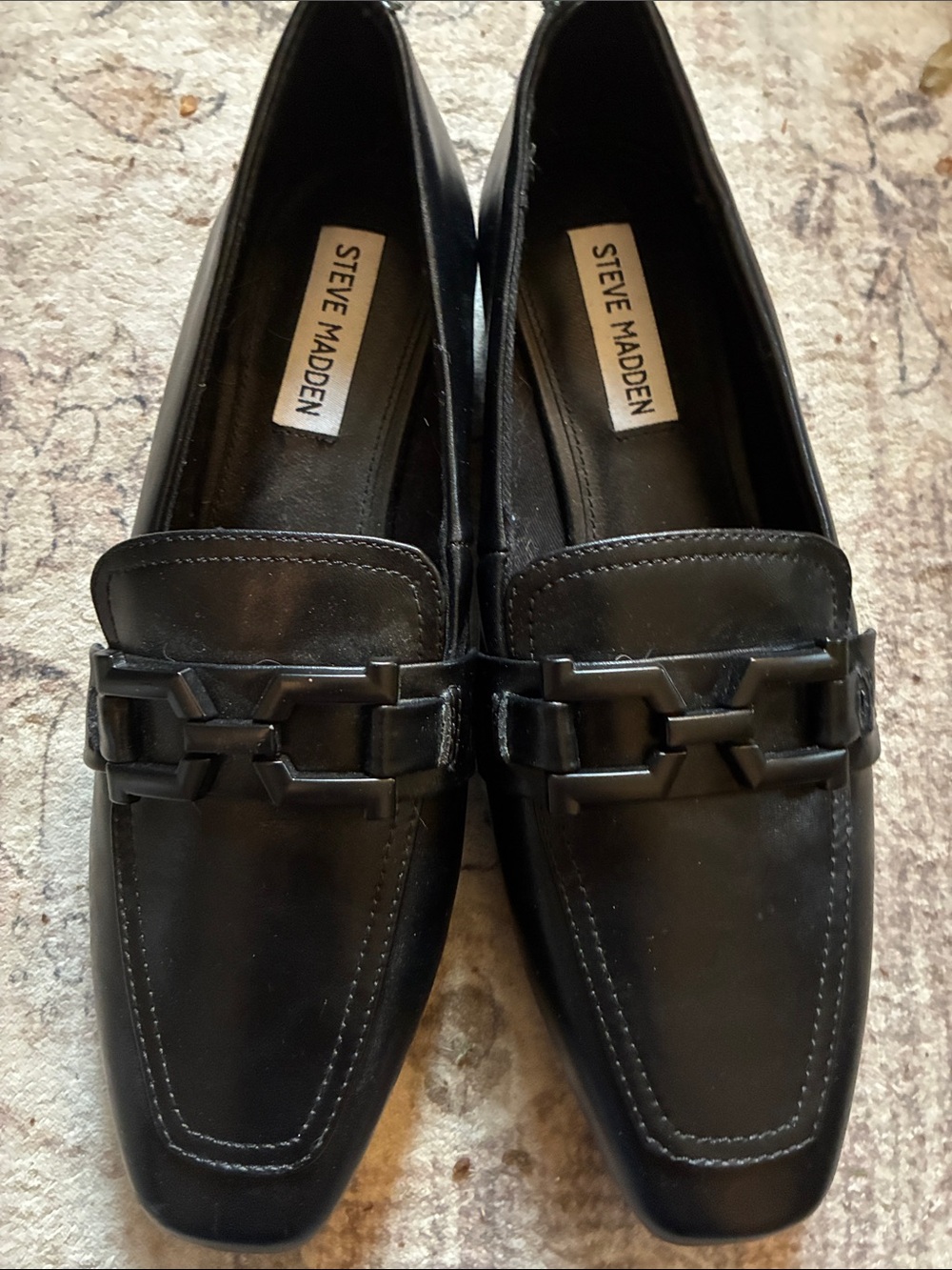Steve Madden Ryann Black Leather Chain-Link Loafers 8.5